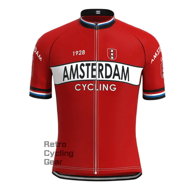 Amsterdam Red Retro Short Sleeve Cycling Kit