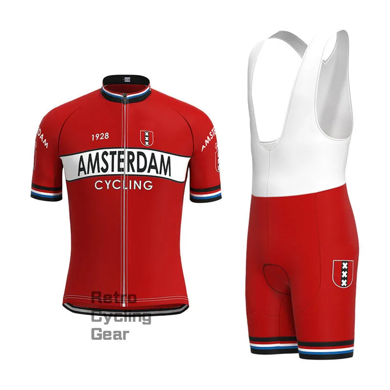 Amsterdam Red Retro Short Sleeve Cycling Kit