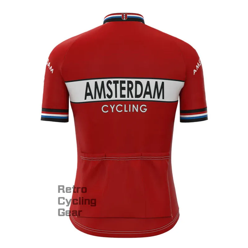 Amsterdam Red Retro Short Sleeve Cycling Kit