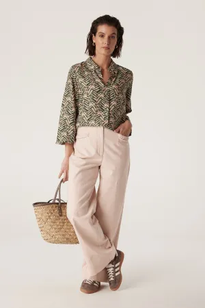 Avalon Relaxed Blouse - Green Blush Print