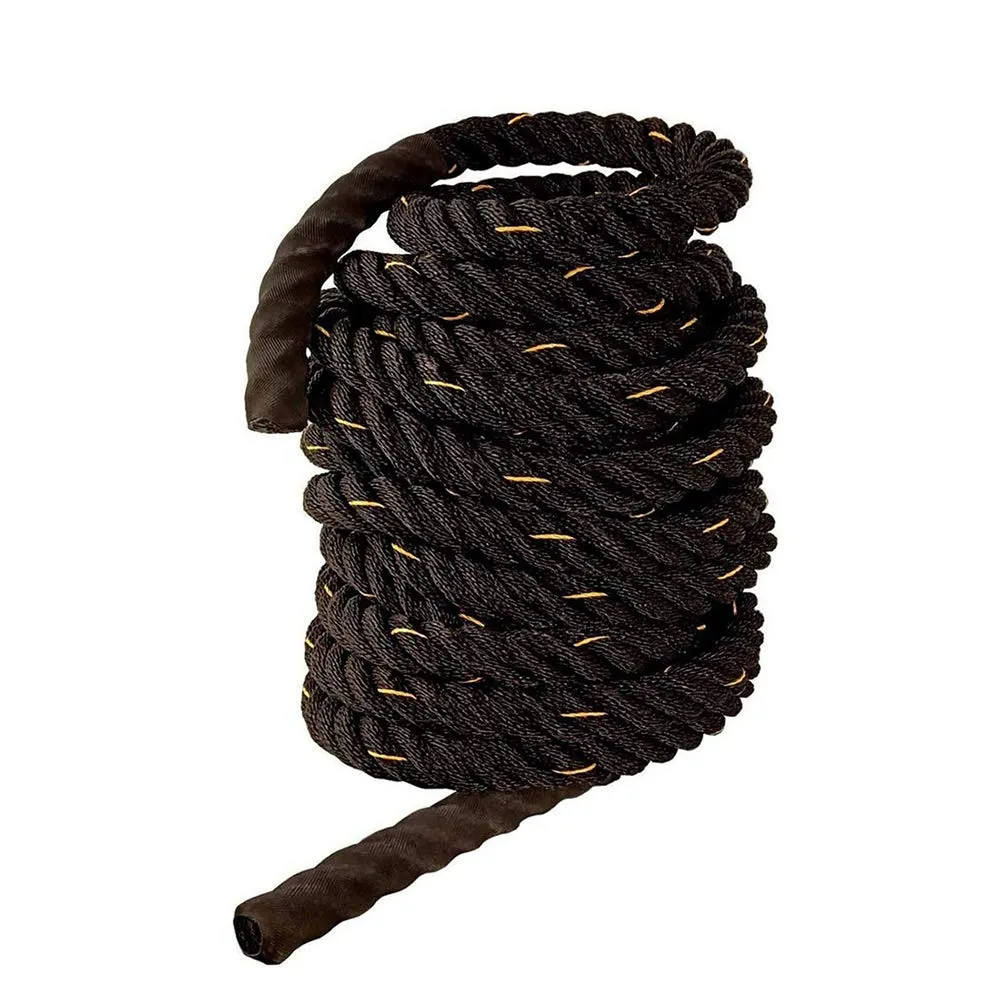 AZUKA® PP Battle Rope 1.5 inches X 50 Ft,Weight-9.5kg (Black & Yellow)   Anchor Wall Mount   Free Surprise Poster Inside