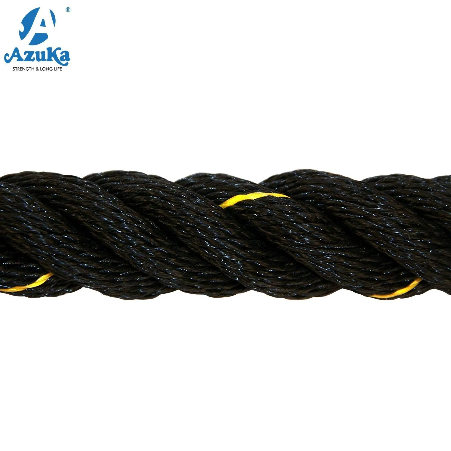 AZUKA® PP Battle Rope 1.5 inches X 50 Ft,Weight-9.5kg (Black & Yellow)   Anchor Wall Mount   Free Surprise Poster Inside