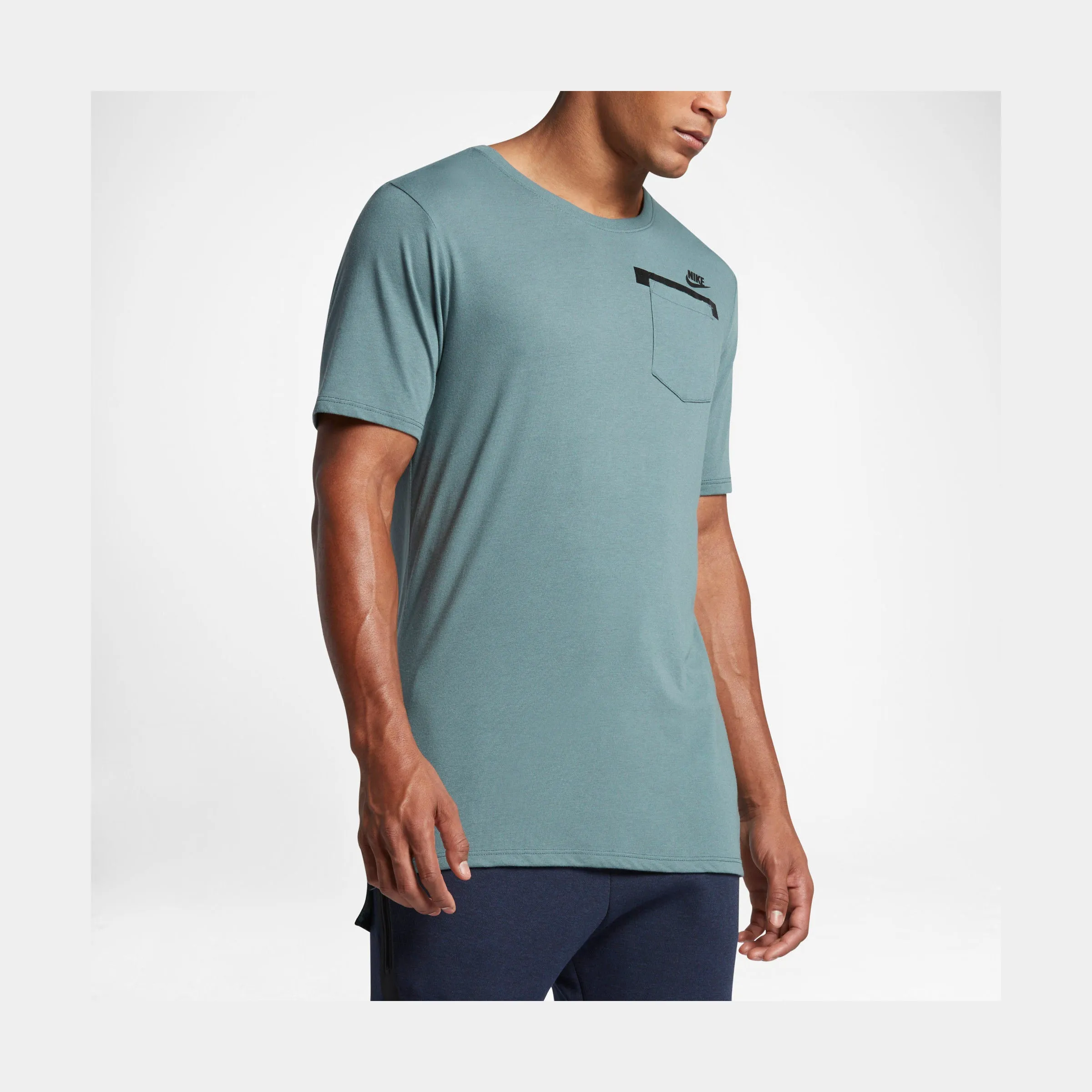 Badlands Pocket Drop Hem Mens T-Shirt (Green)