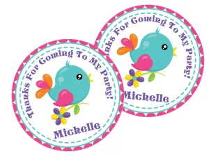 Bird Birthday Party Stickers