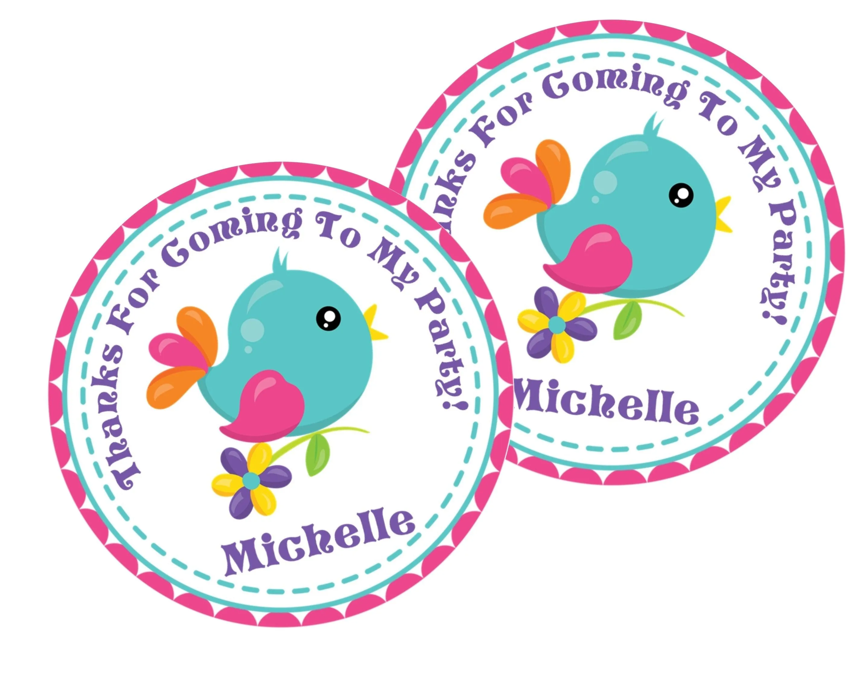 Bird Birthday Party Stickers