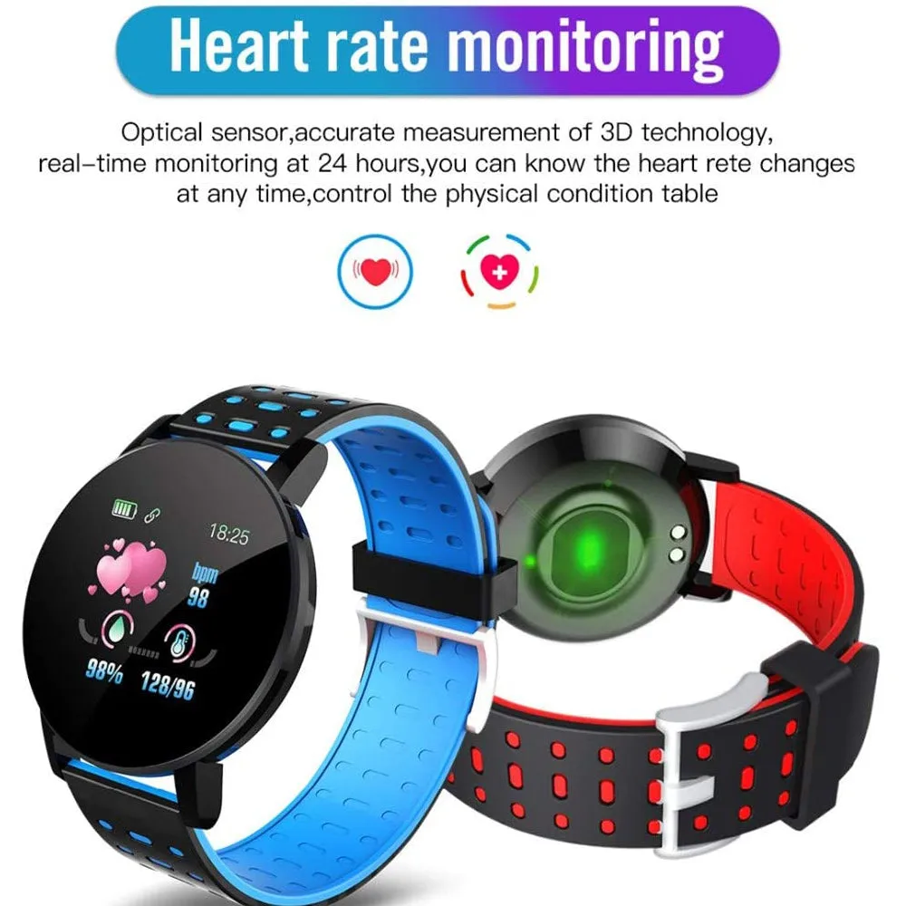 Bluetooth Smartwatch Blood Pressure Monitor Unisex and Fitness Tracker- USB Charging