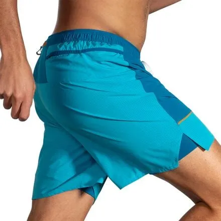 Brooks Men's High Point 7" 2-in-1 Short Shorts in Hyper Blue/Mist/Pacific