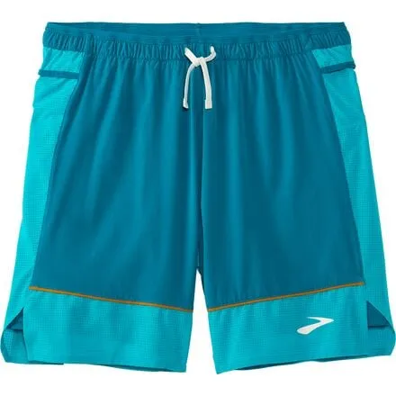 Brooks Men's High Point 7" 2-in-1 Short Shorts in Hyper Blue/Mist/Pacific