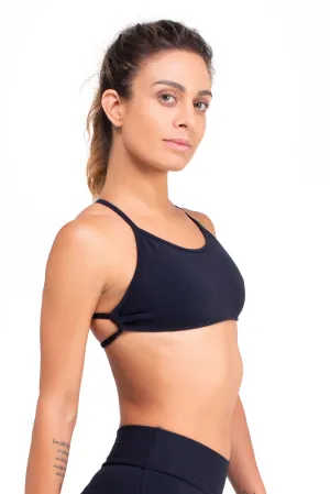 Cross Back Top, Black, Supplex