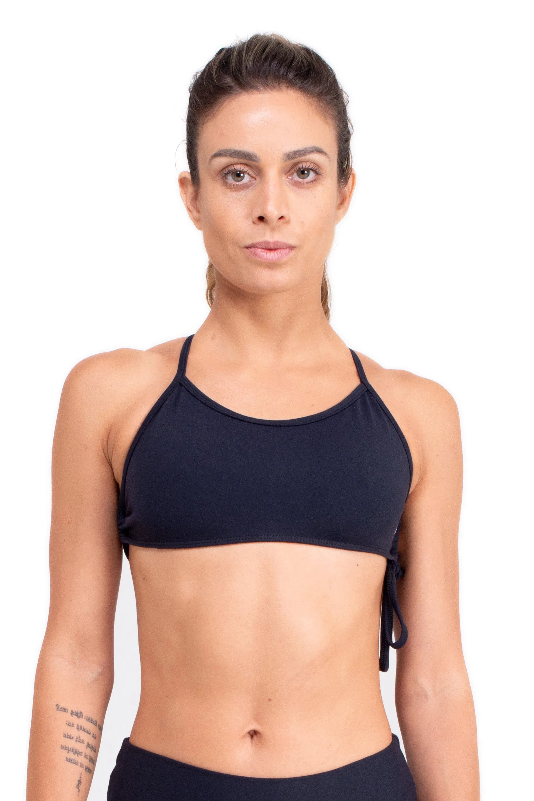 Cross Back Top, Black, Supplex