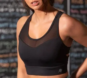 Energy Mesh Insert Crop Top Bra In Black - Pour Moi