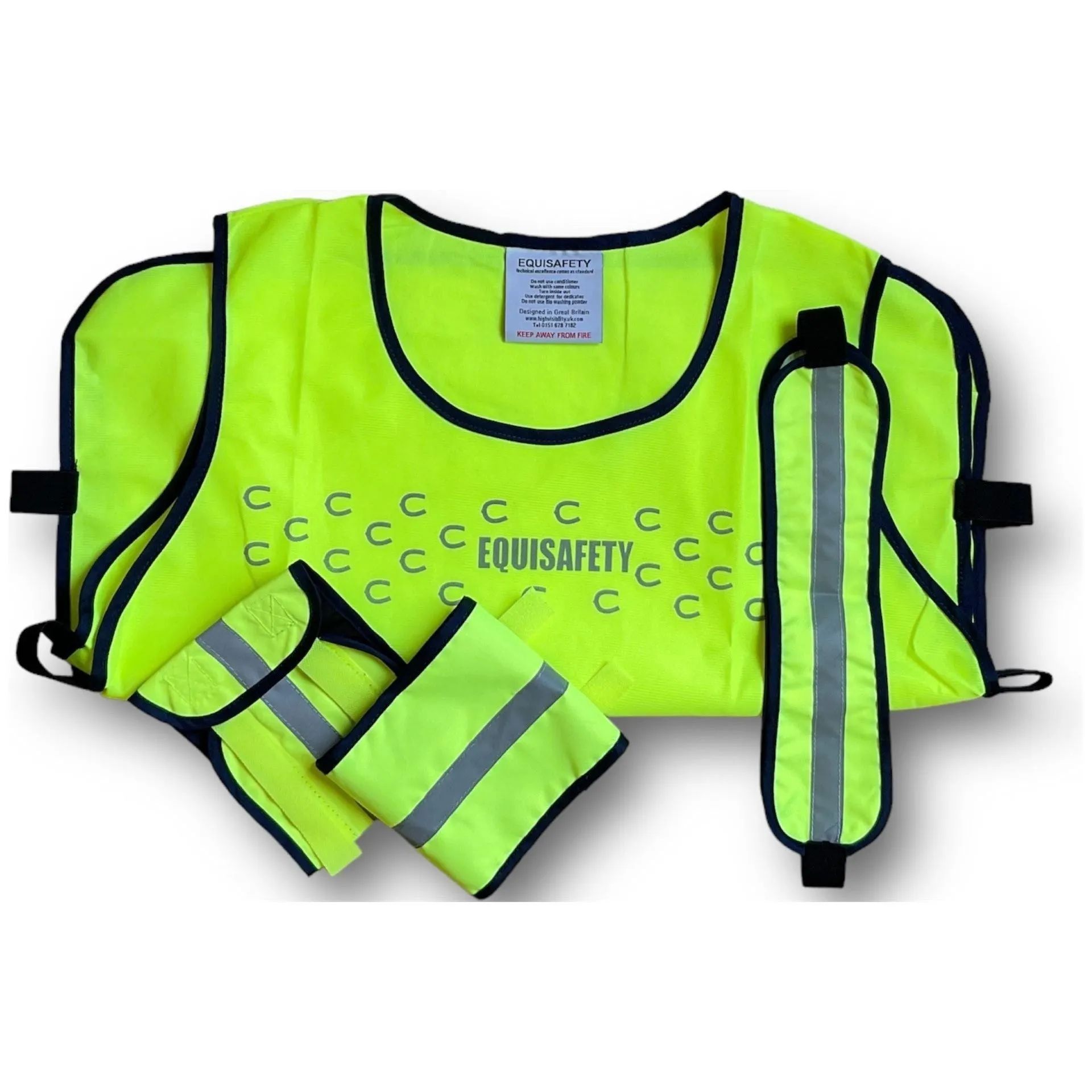 Equisafety ECO Hi Viz Pack- Vest Horse Wraps and Hat Band