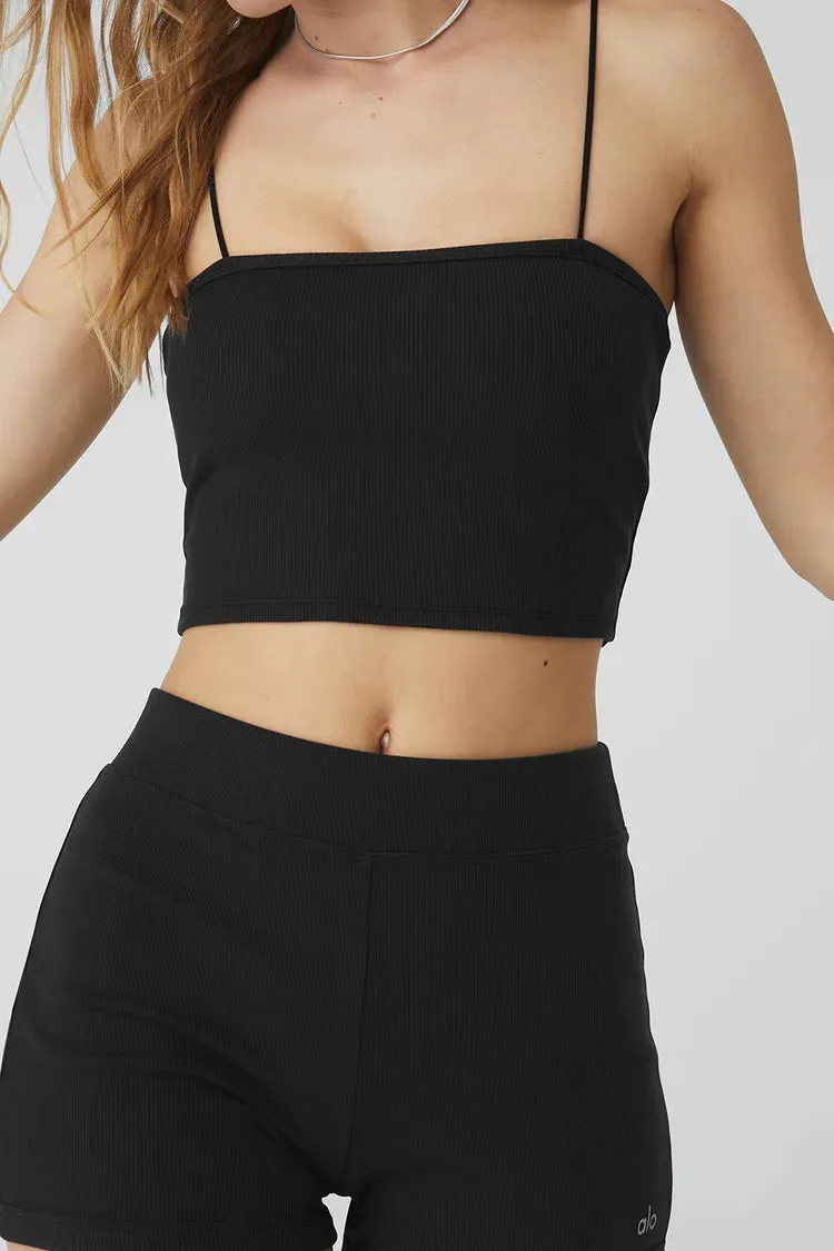 Goddess Rib Bandeau Top- Black