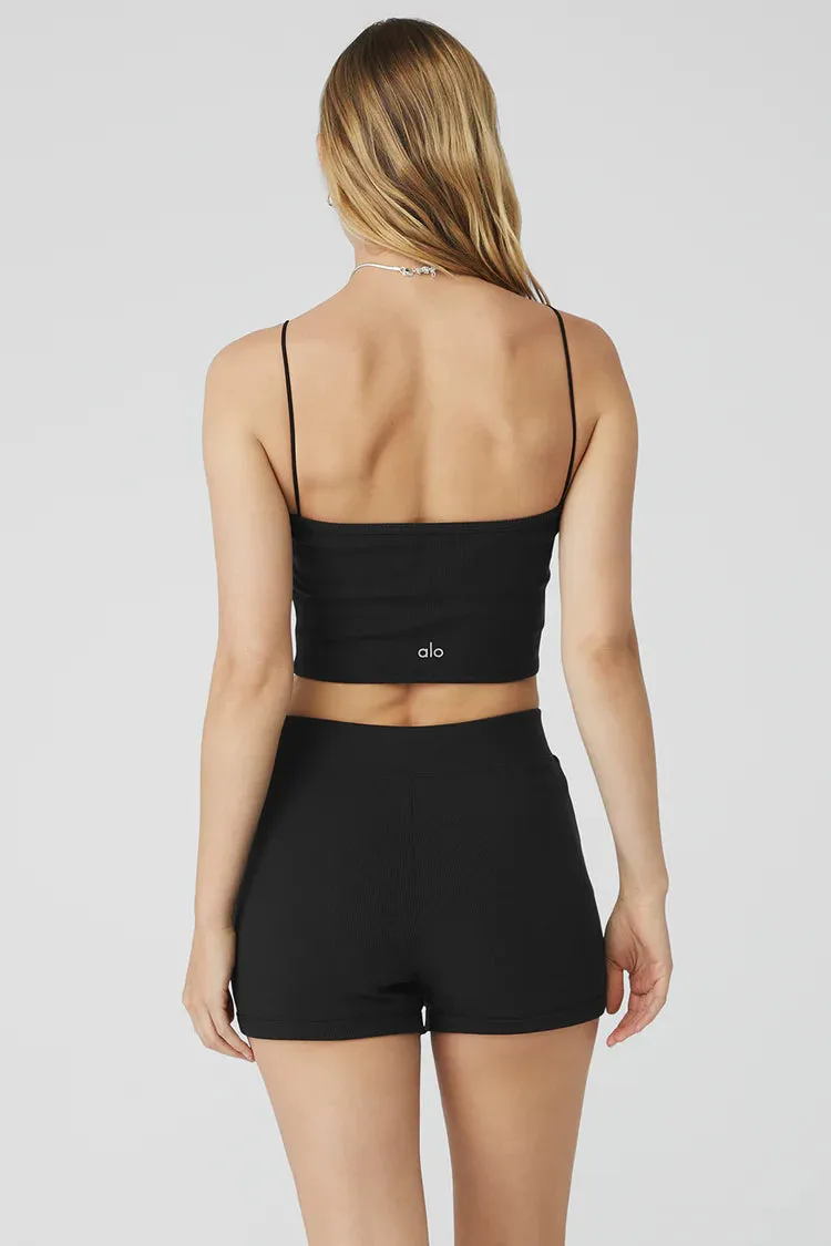 Goddess Rib Bandeau Top- Black