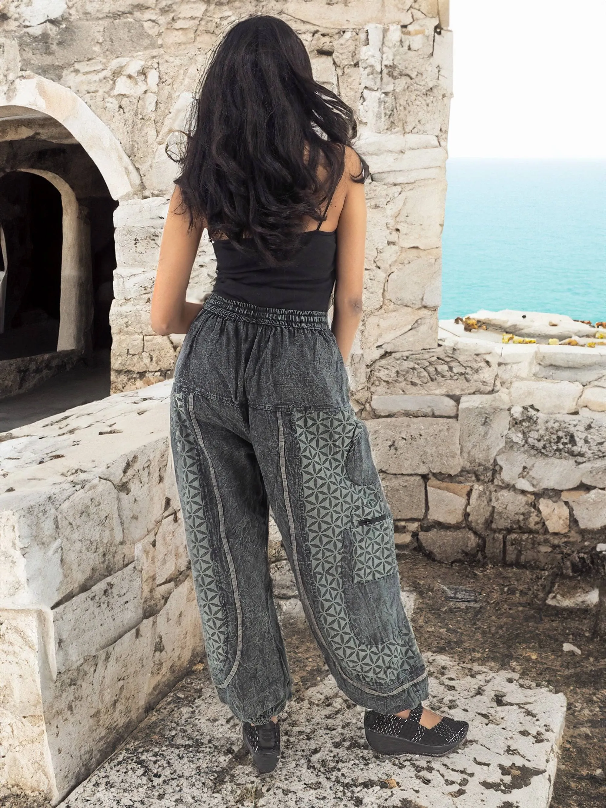 Handmade Casual Boho Cotton Hippie Yoga Pants Size M-L-XL Gray