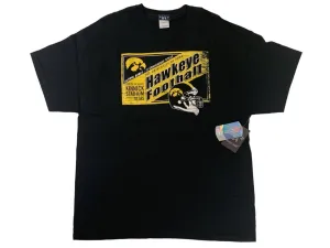 Iowa Hawkeyes Blue 84 Hawkeye Distressed Football Helmet Logo Black T-Shirt