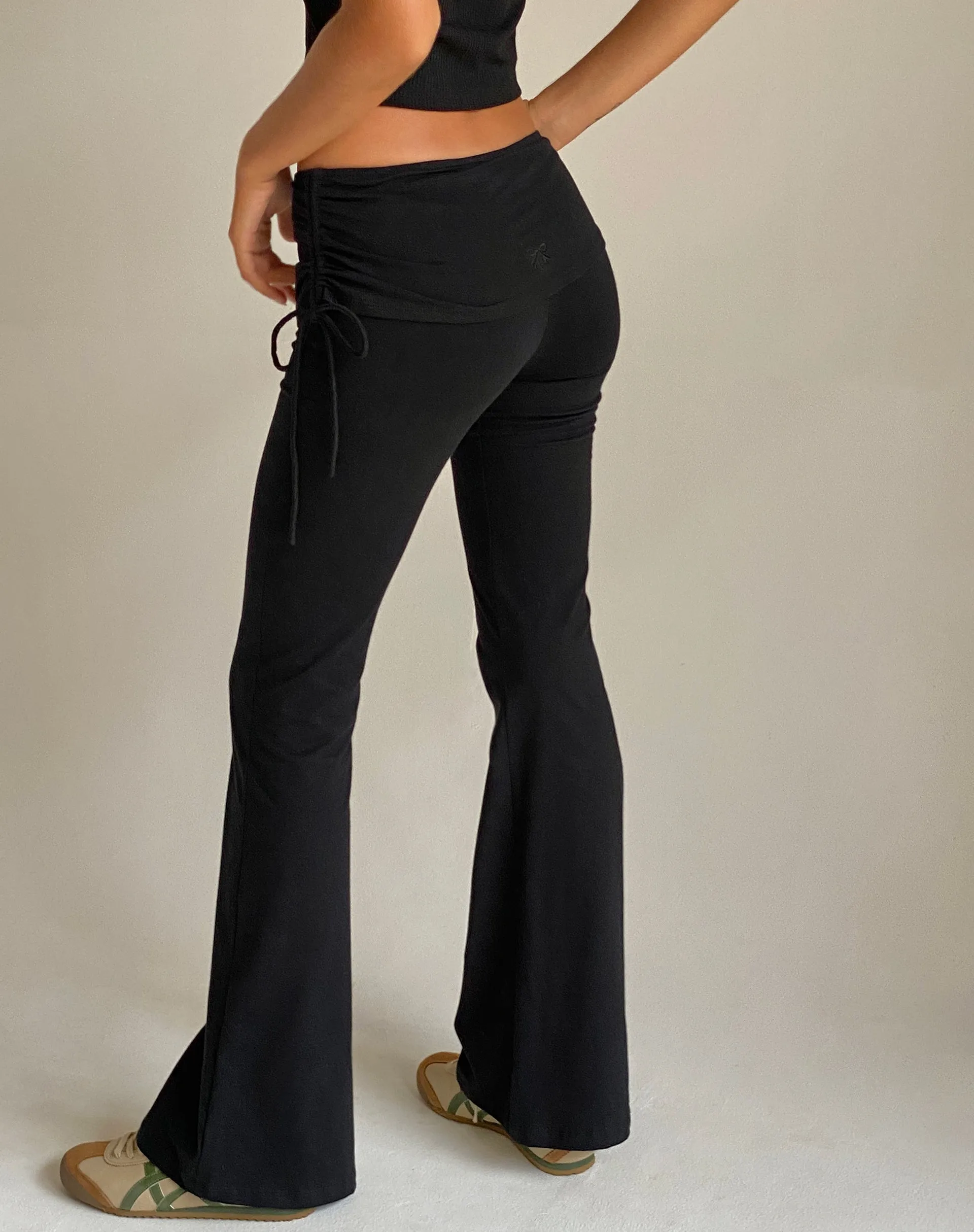 Jacie Jersey Flare Trouser in Black