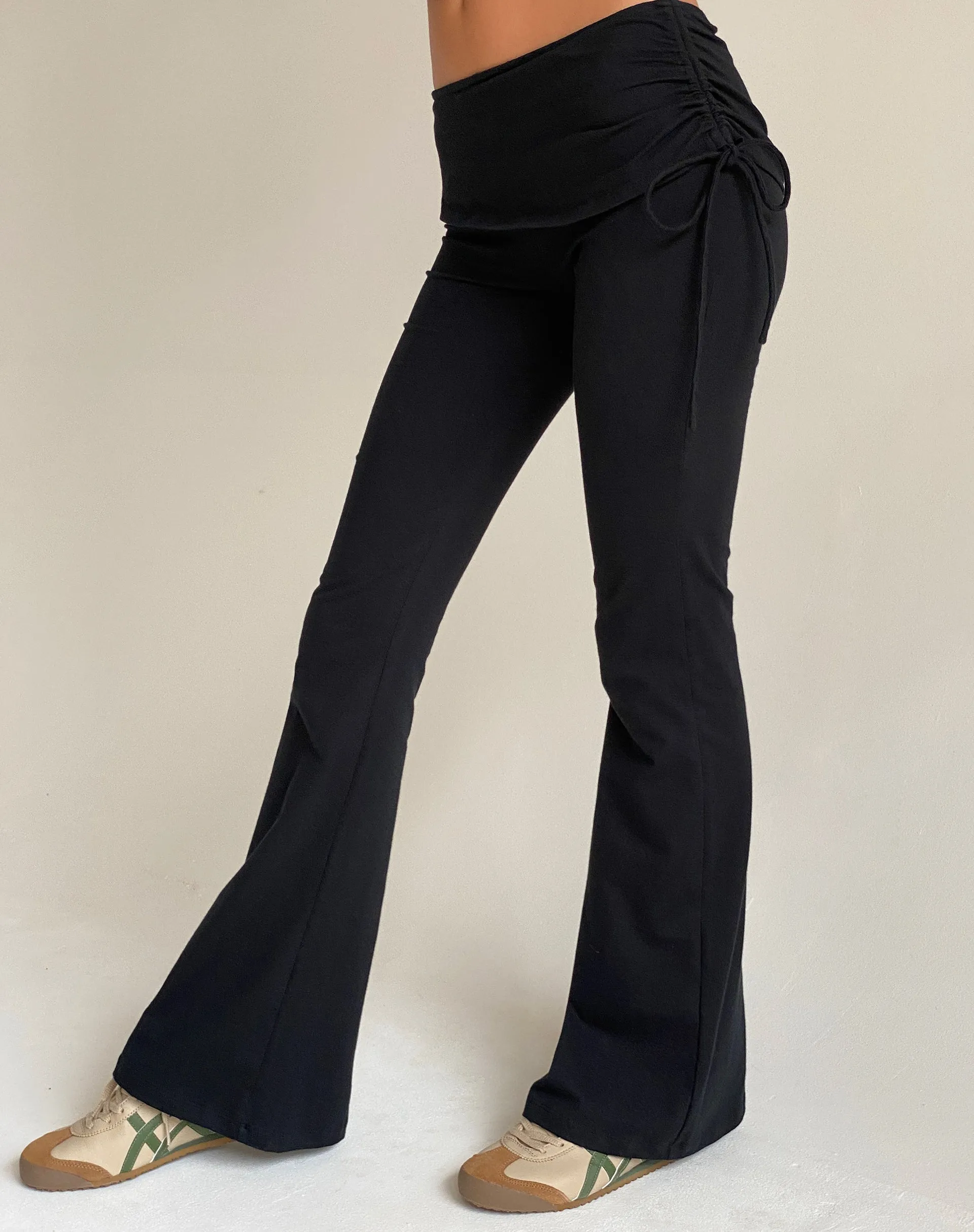 Jacie Jersey Flare Trouser in Black