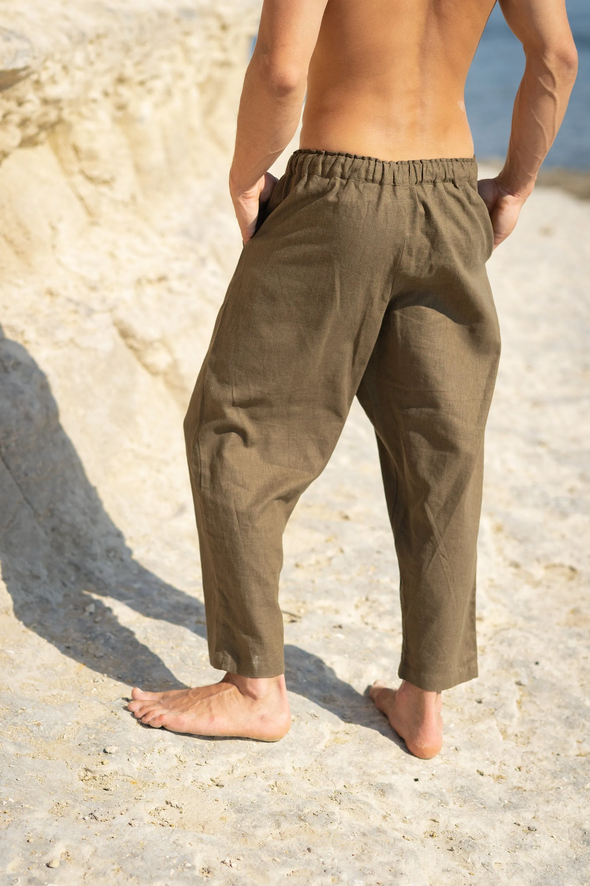 KOWA Organic Hemp Pants Sage Green Trousers with Two Pockets Yoga Sustainable Eco Friendly Festival Ceremony Boho Comfortable AJJAYA