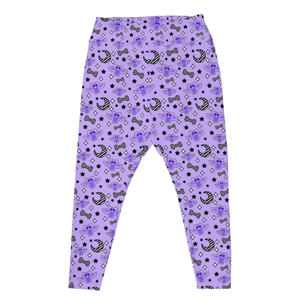 Magical Kawaii Spooky Bats Purple Plus Size Leggings