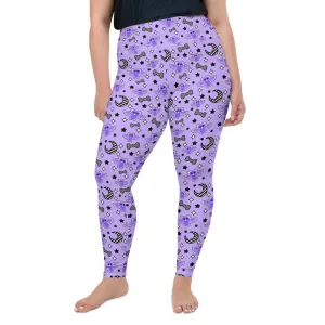 Magical Kawaii Spooky Bats Purple Plus Size Leggings