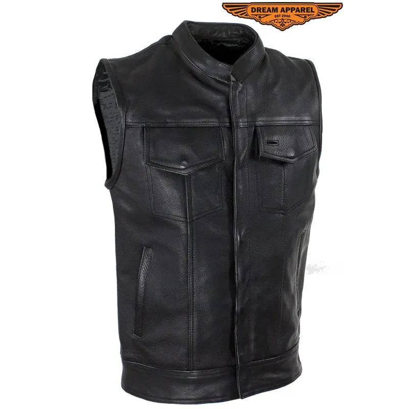 Mens Motorcycle Club Vest With Black Line