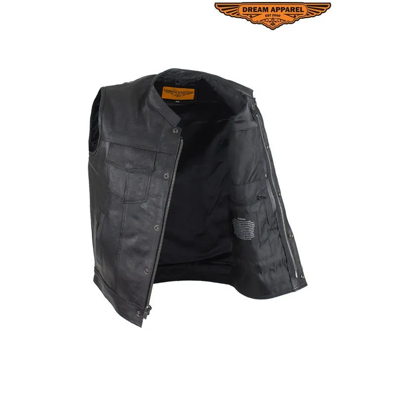 Mens Motorcycle Club Vest With Black Line