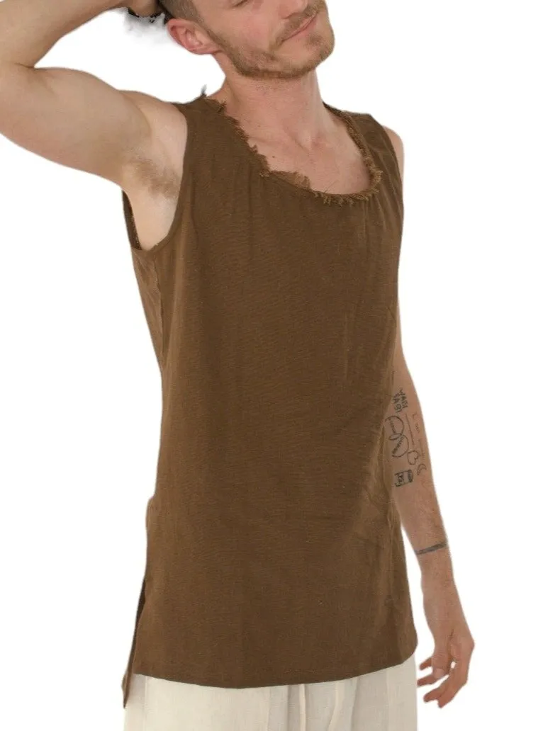 Men's Organic Cotton Sleeveless Shirt in Cacao