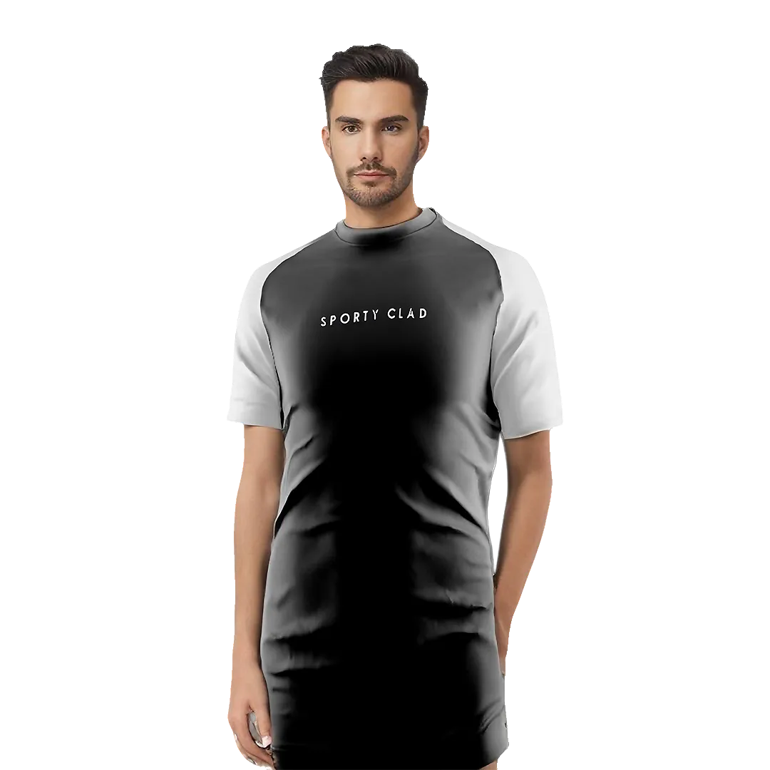 Men's Premium Cotton Black / White Raglan Short Sleeve T-Shirt