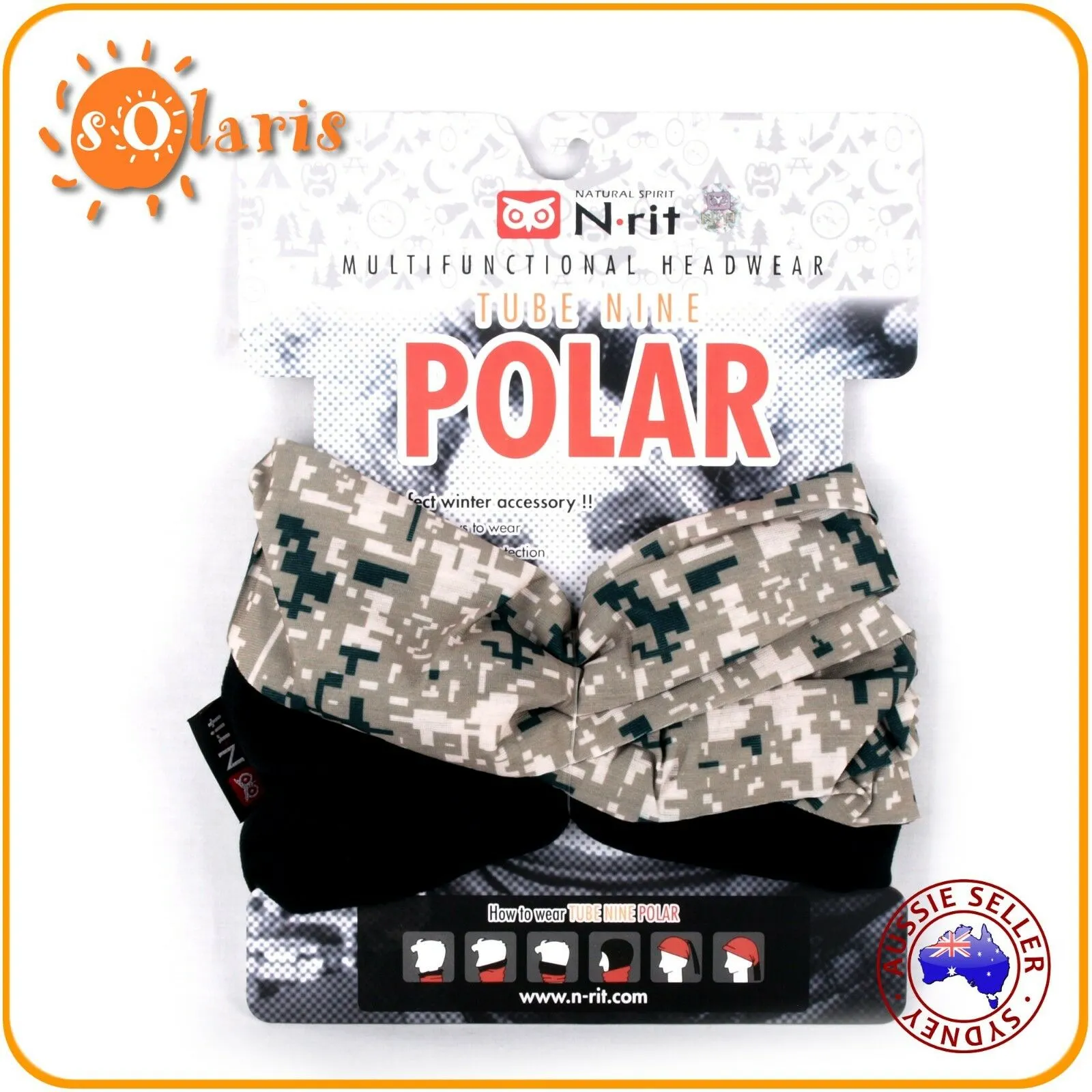 N-Rit TUBE9 POLAR Multi functional Headwear Winter Scarf Face Mask Neck Warmer