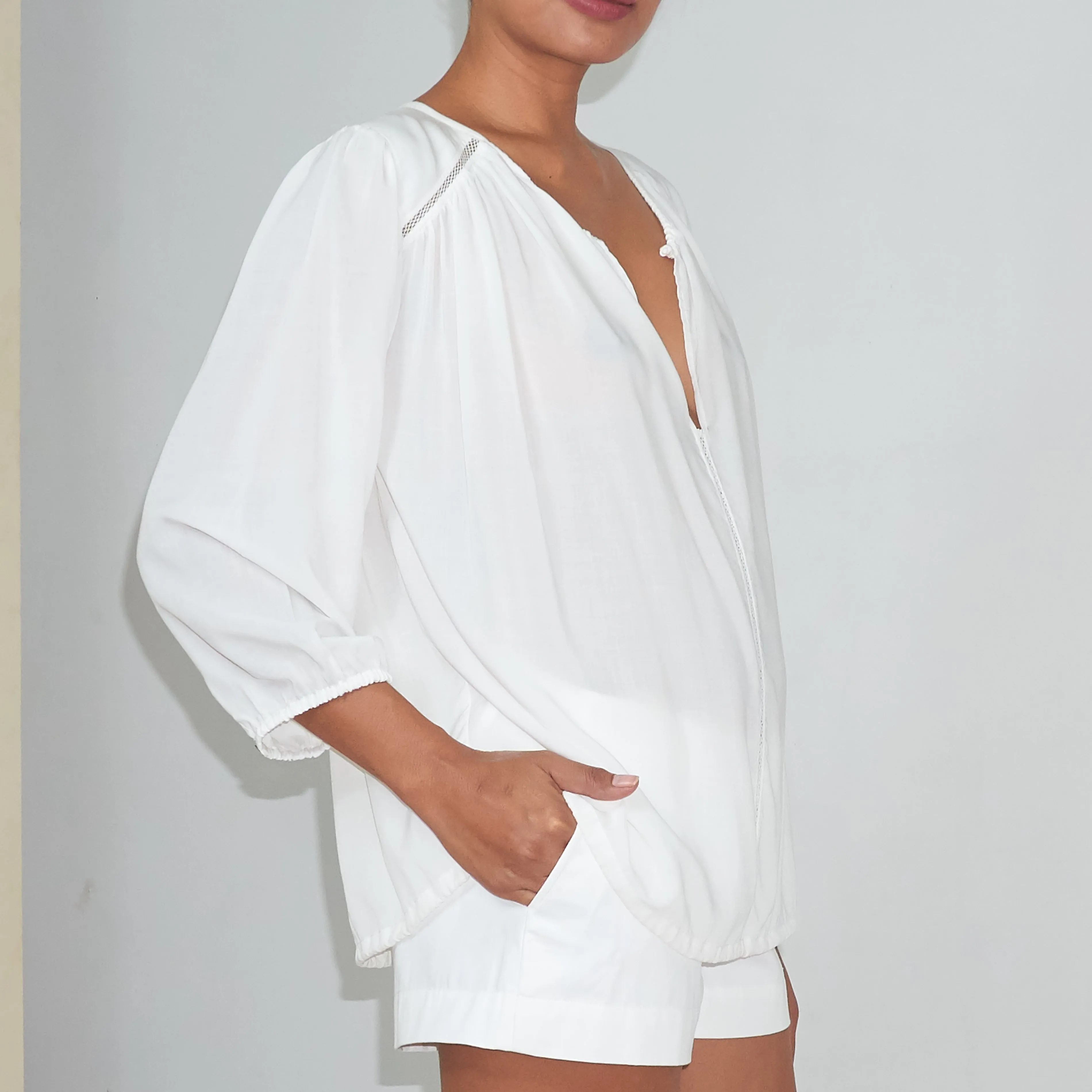 NOLITA BLOUSE - Rayon Voile | Off White