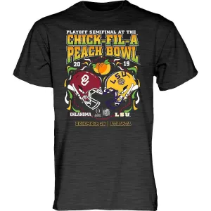 Oklahoma Sooners LSU Tigers 2019 CFP Peach Bowl Gray T-Shirt (2XL)