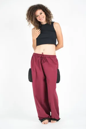 Organic Cotton Thai  Yoga Massage Pants Hill Tribe Trim Red