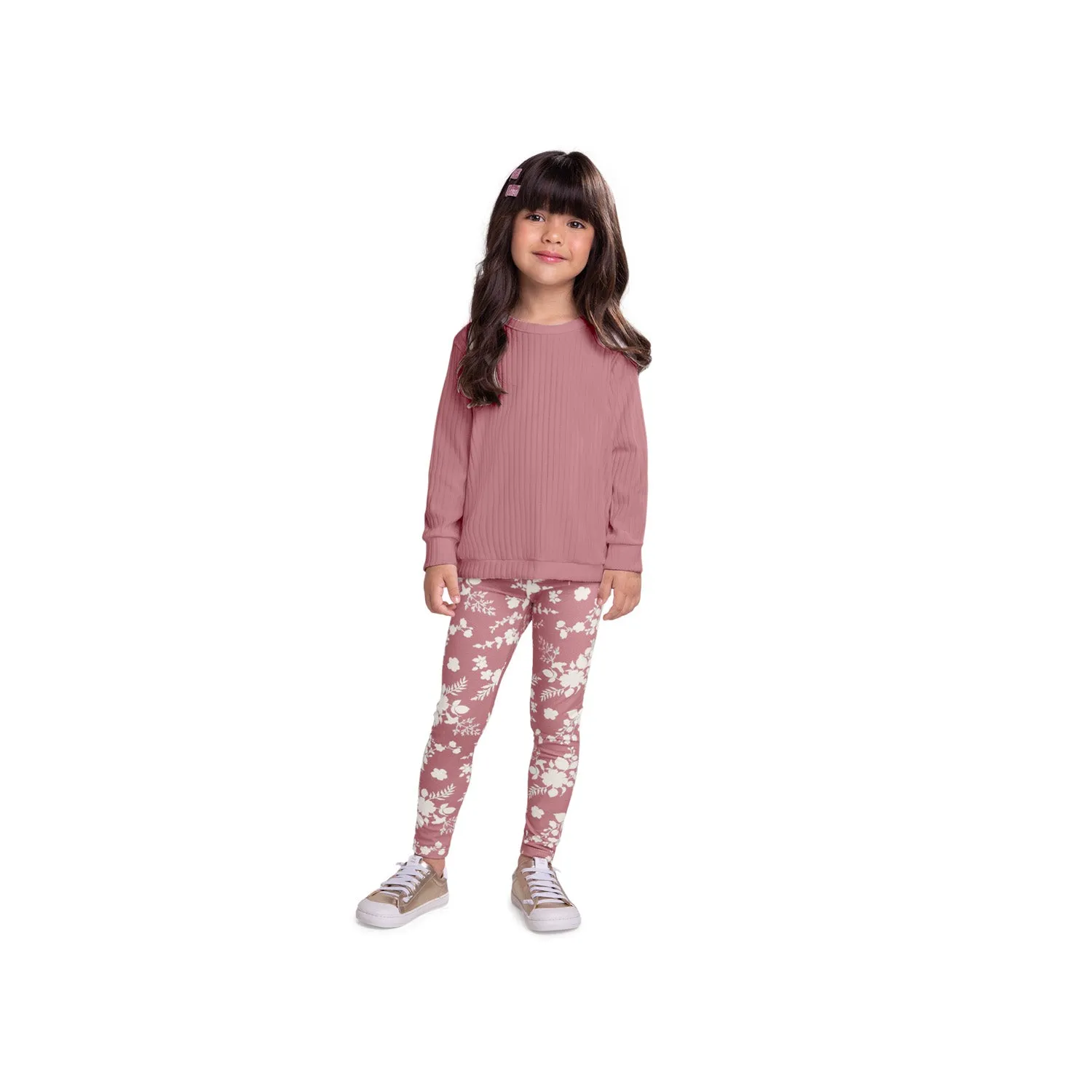 Pink Floral Legging/Pullover Set