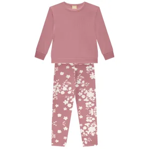 Pink Floral Legging/Pullover Set