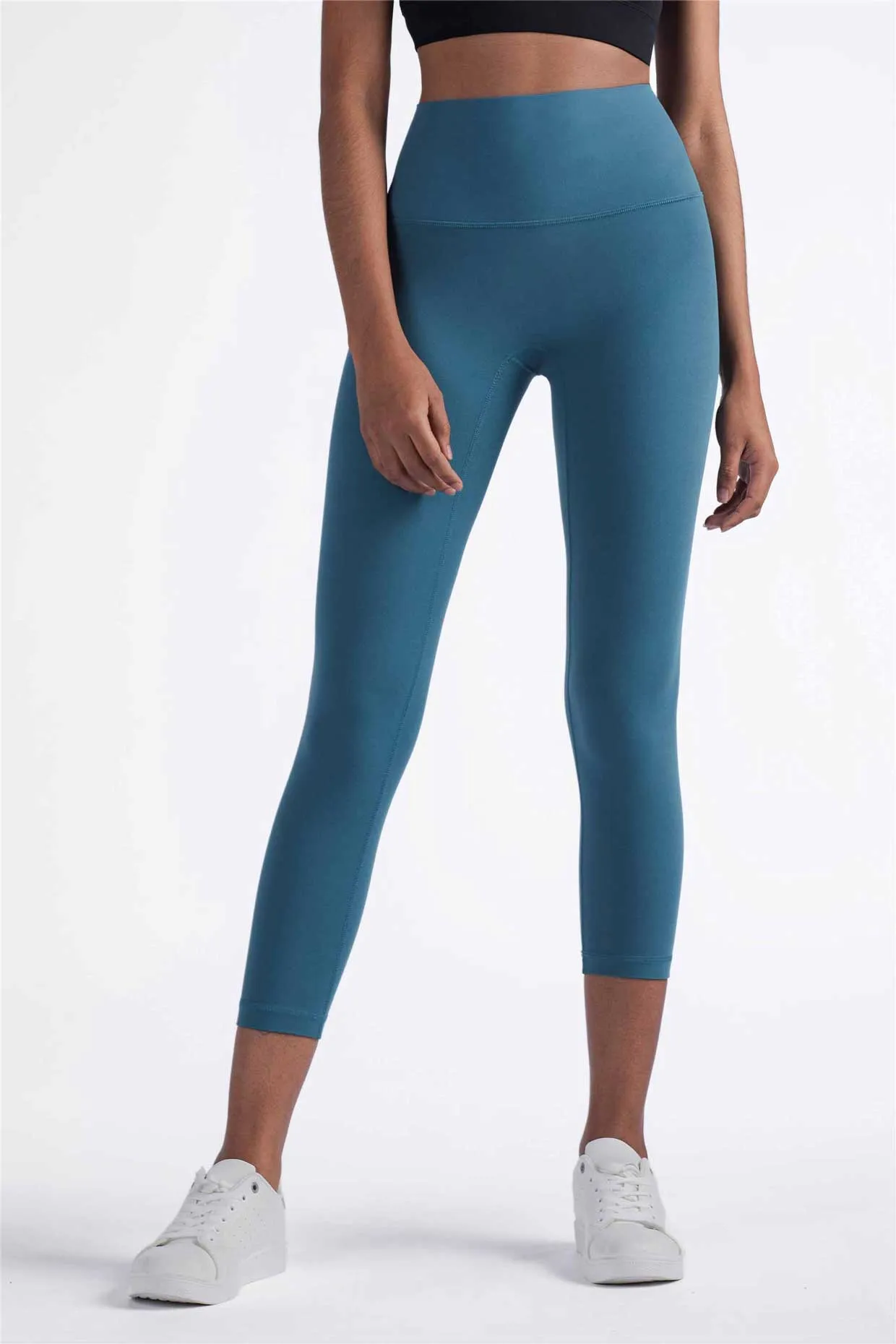 QK1242-NULS new European and American peach butt fitness pants One piece no embarrassment line high waist tight seven points nude yoga pants