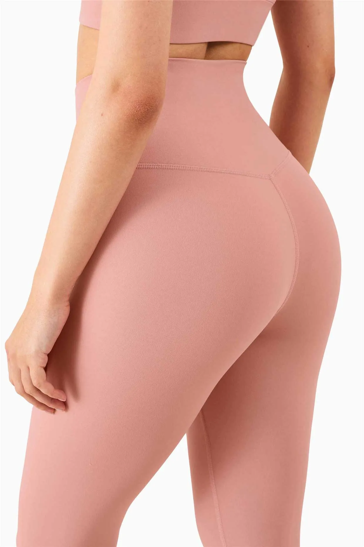 QK1242-NULS new European and American peach butt fitness pants One piece no embarrassment line high waist tight seven points nude yoga pants