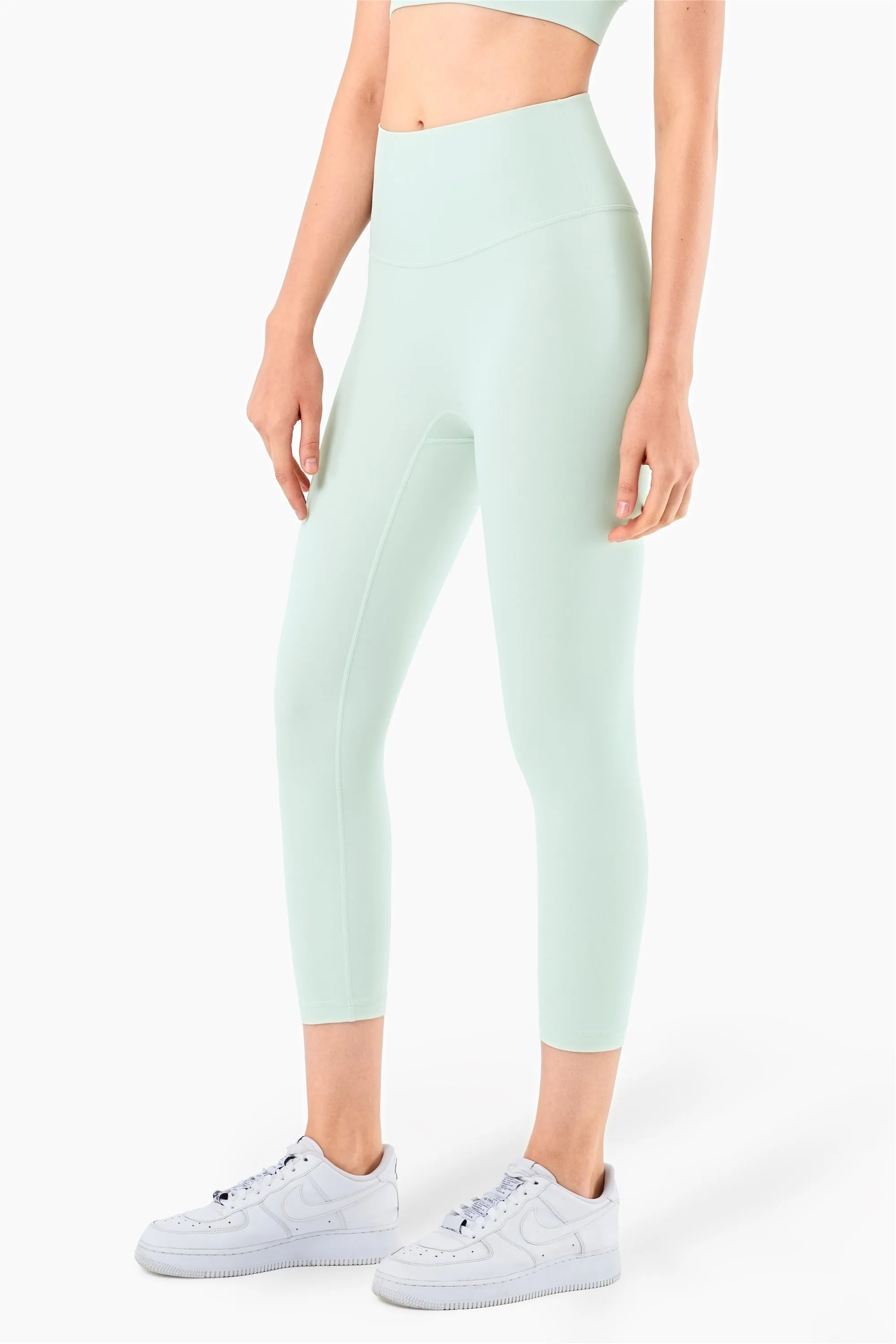 QK1242-NULS new European and American peach butt fitness pants One piece no embarrassment line high waist tight seven points nude yoga pants