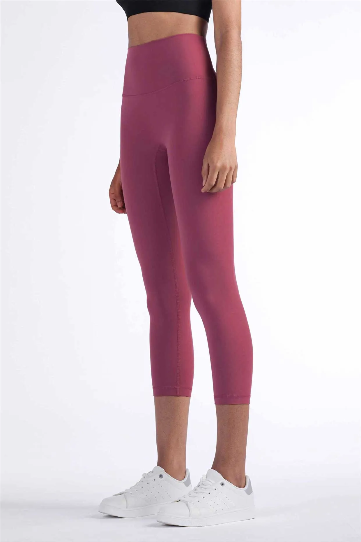 QK1242-NULS new European and American peach butt fitness pants One piece no embarrassment line high waist tight seven points nude yoga pants