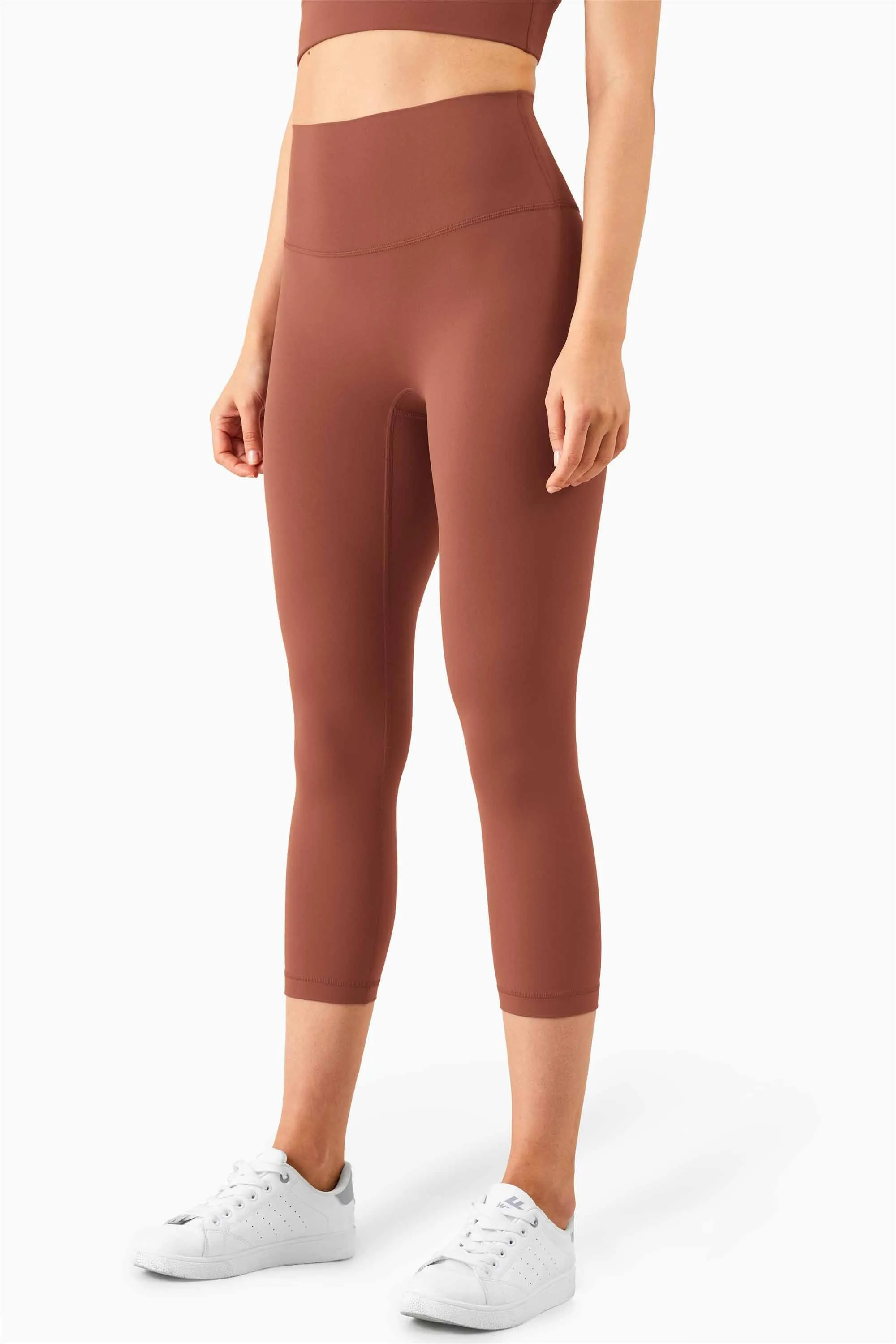 QK1242-NULS new European and American peach butt fitness pants One piece no embarrassment line high waist tight seven points nude yoga pants