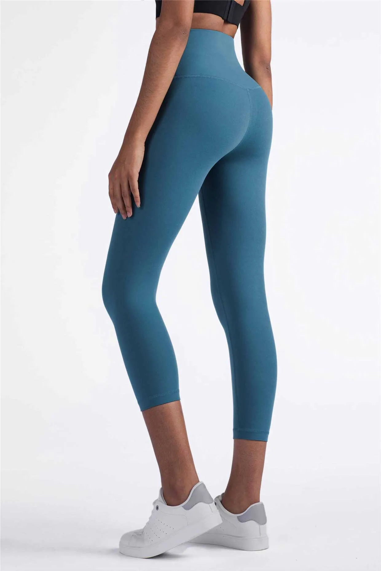 QK1242-NULS new European and American peach butt fitness pants One piece no embarrassment line high waist tight seven points nude yoga pants