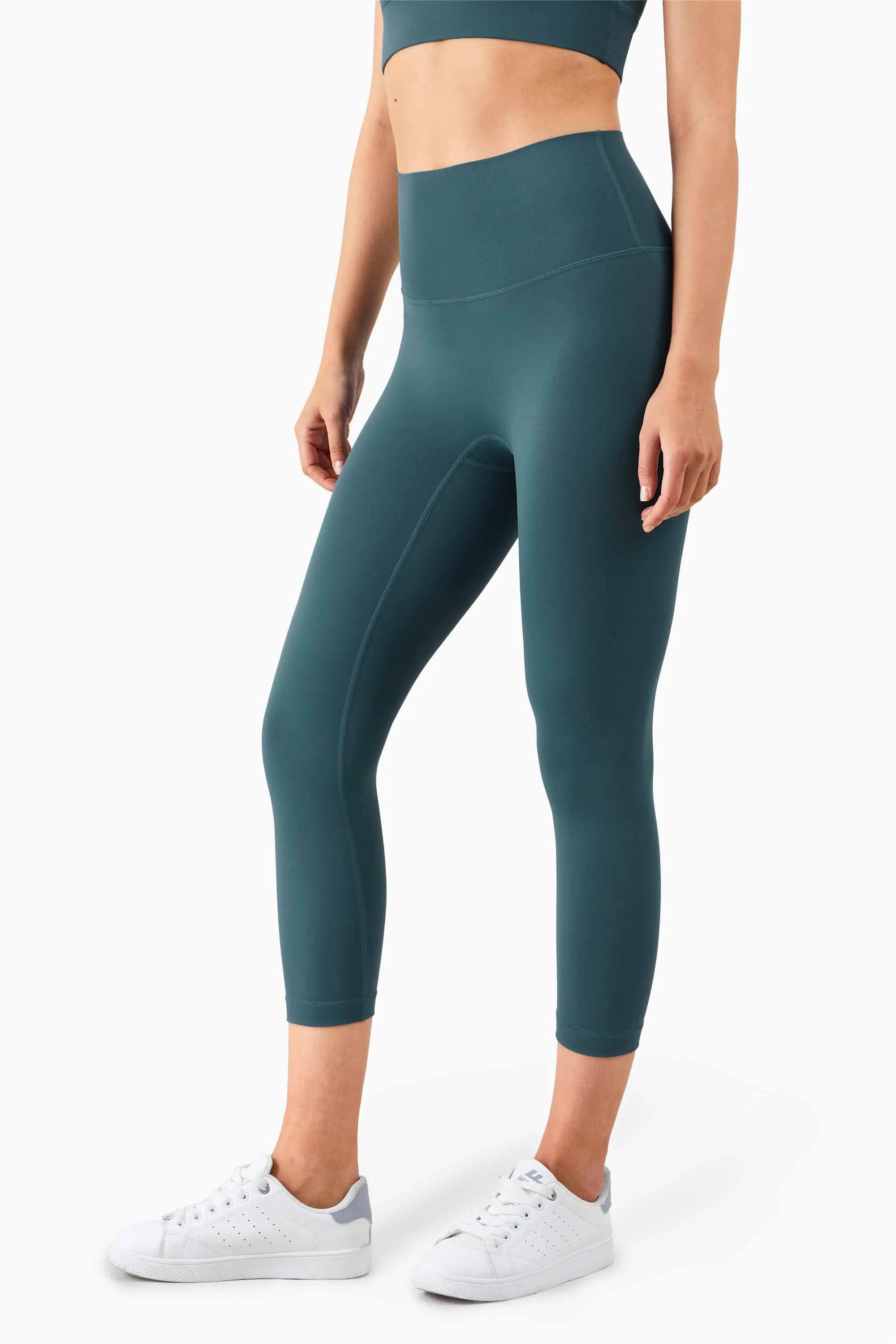 QK1242-NULS new European and American peach butt fitness pants One piece no embarrassment line high waist tight seven points nude yoga pants