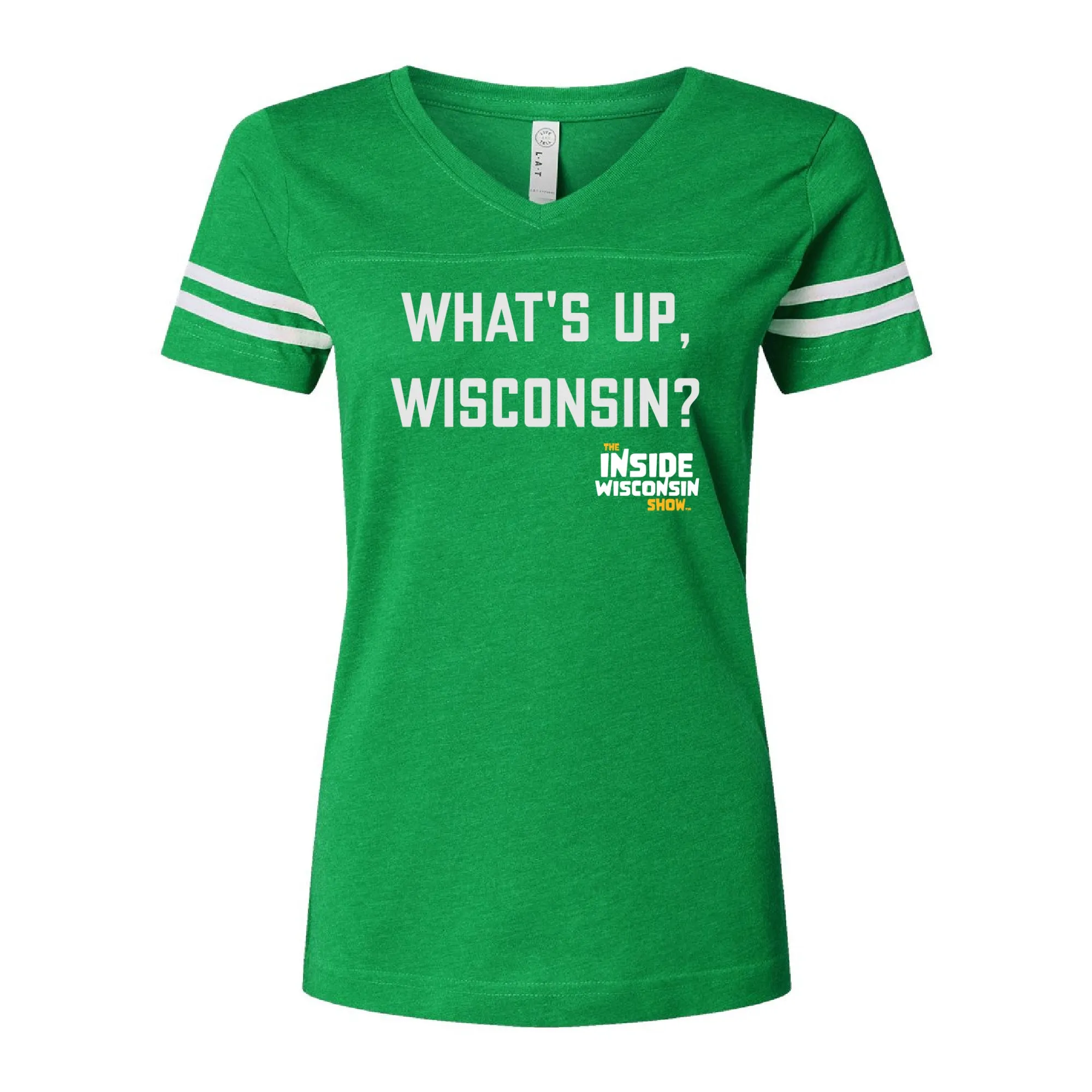 "What's Up Wisconsin?" - Ladies Cut Football Tee