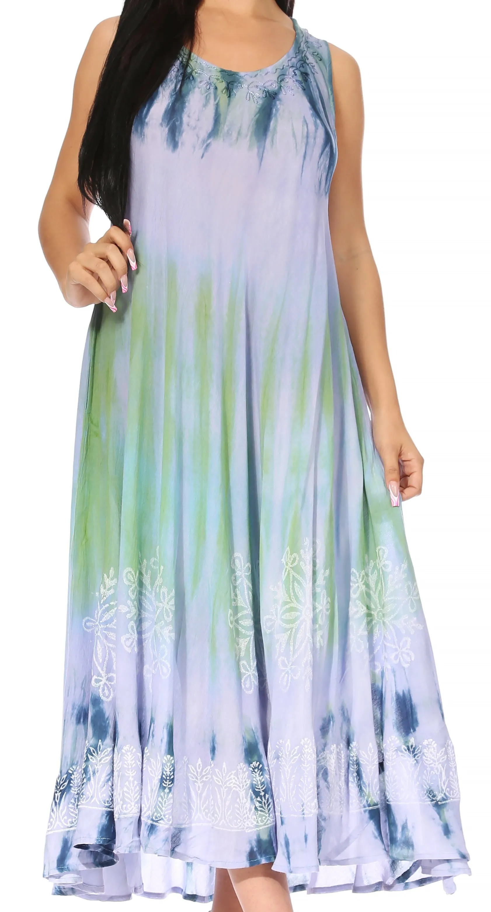 Sakkas Liza Women's Sleeveless Maxi Caftan Dress for Casual Summer Wear with Bohemian Flair and Handy Pockets