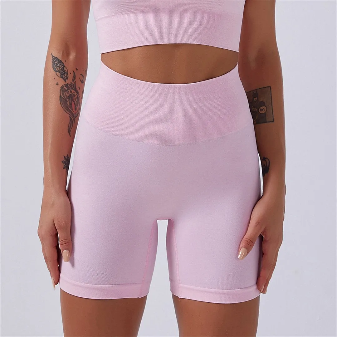 Seamless Sport Wear Women Crop Top T-shirt Bra Legging Shorts Sportsuit Workout Outfit Fitness Wear Yoga Gym Wear A012BTP