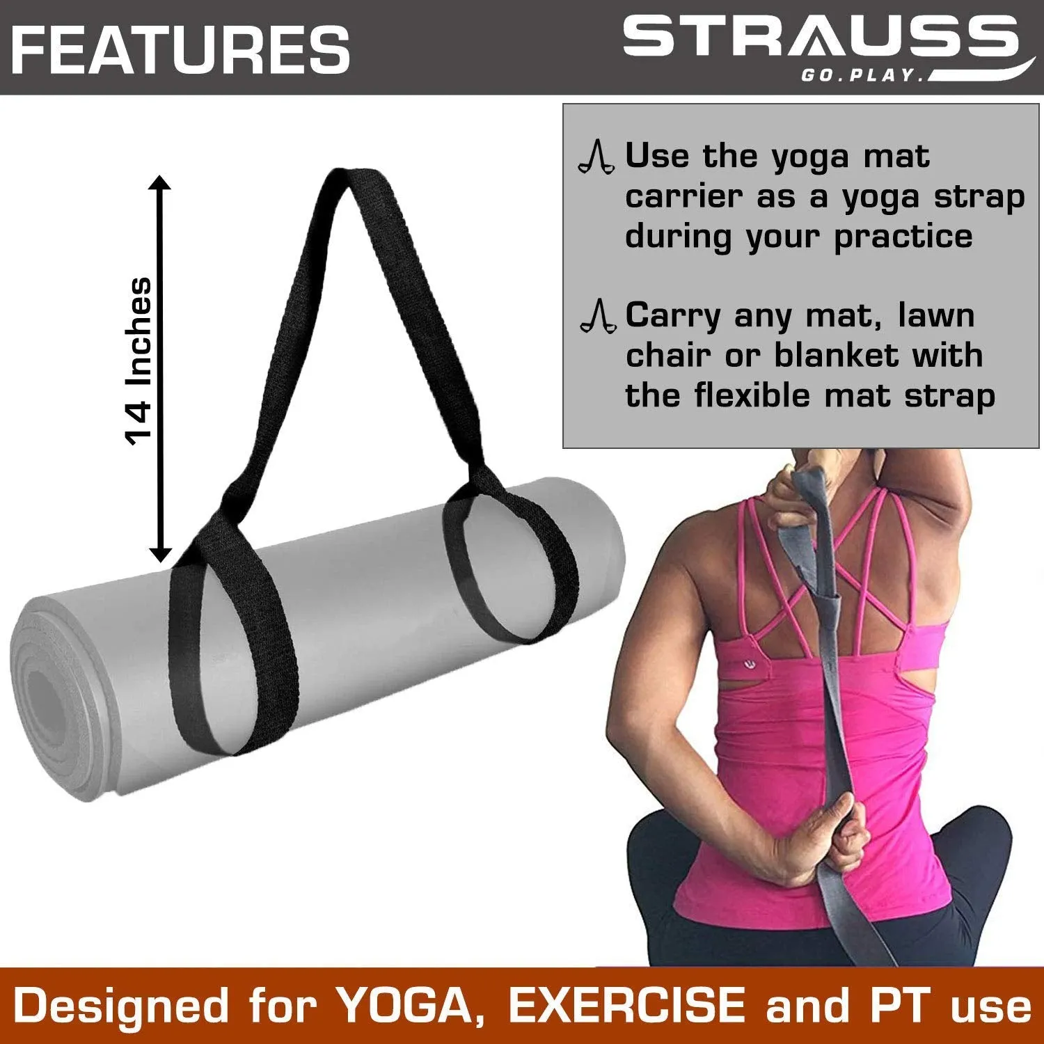 Strauss Yoga Mat 6mm (Blue), Yoga Block (Navy Blue) Pair, Anti-Slip Yoga Towel (Blue) and Yoga Belt (Blue)