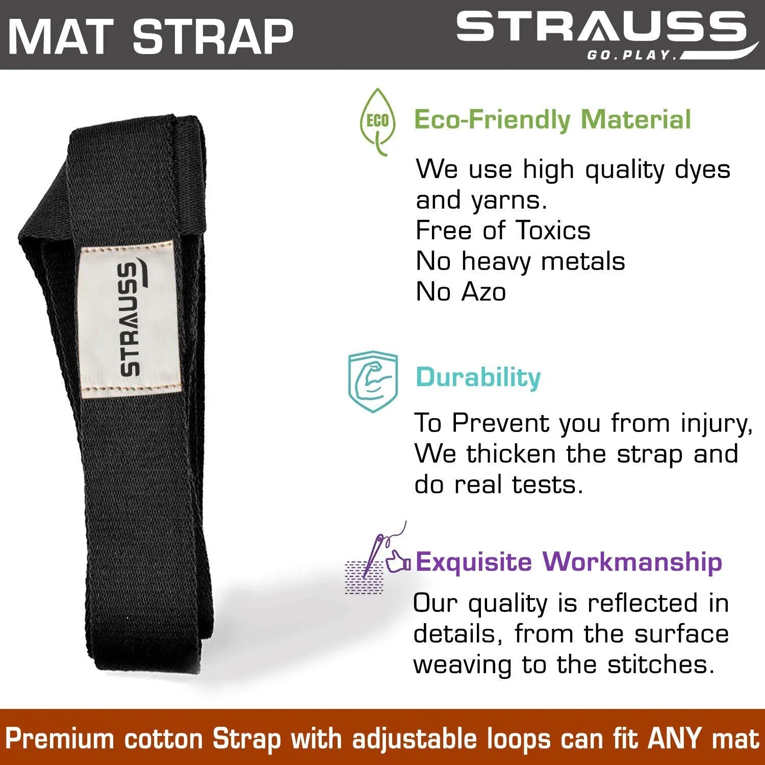 Strauss Yoga Mat (Blue) With Yoga Socks And Yoga Belt