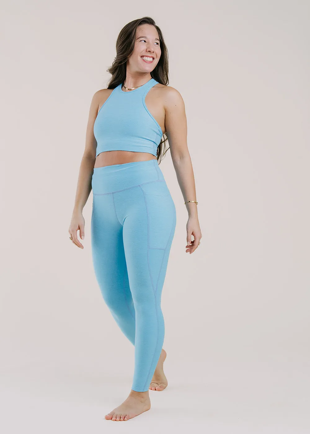 Studio Cropped Tank - Blue Capri Heather