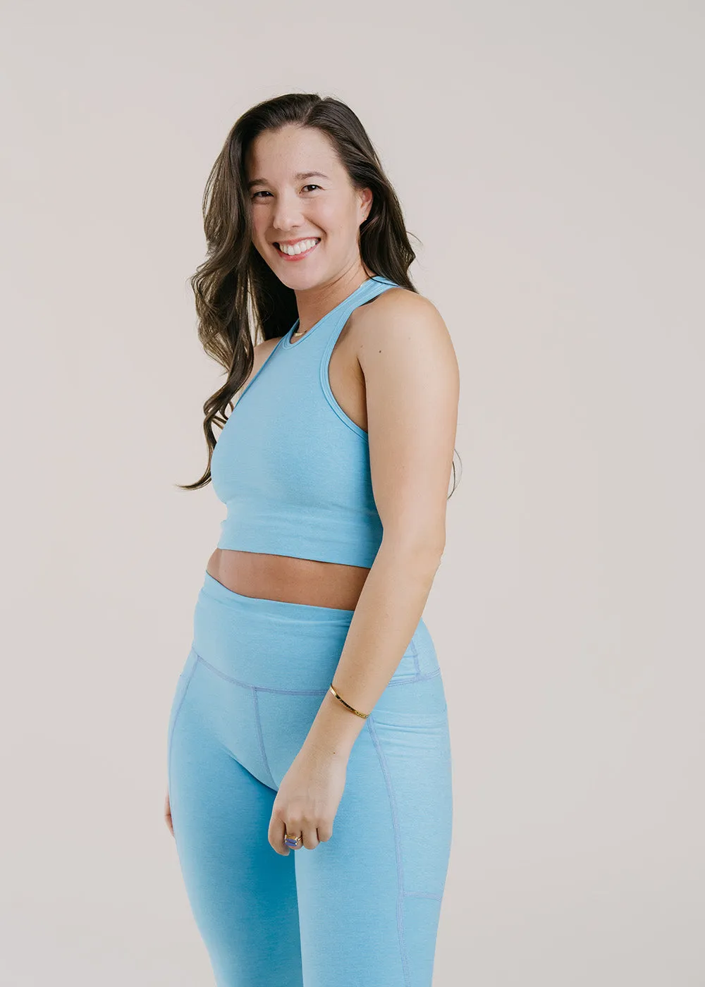 Studio Cropped Tank - Blue Capri Heather