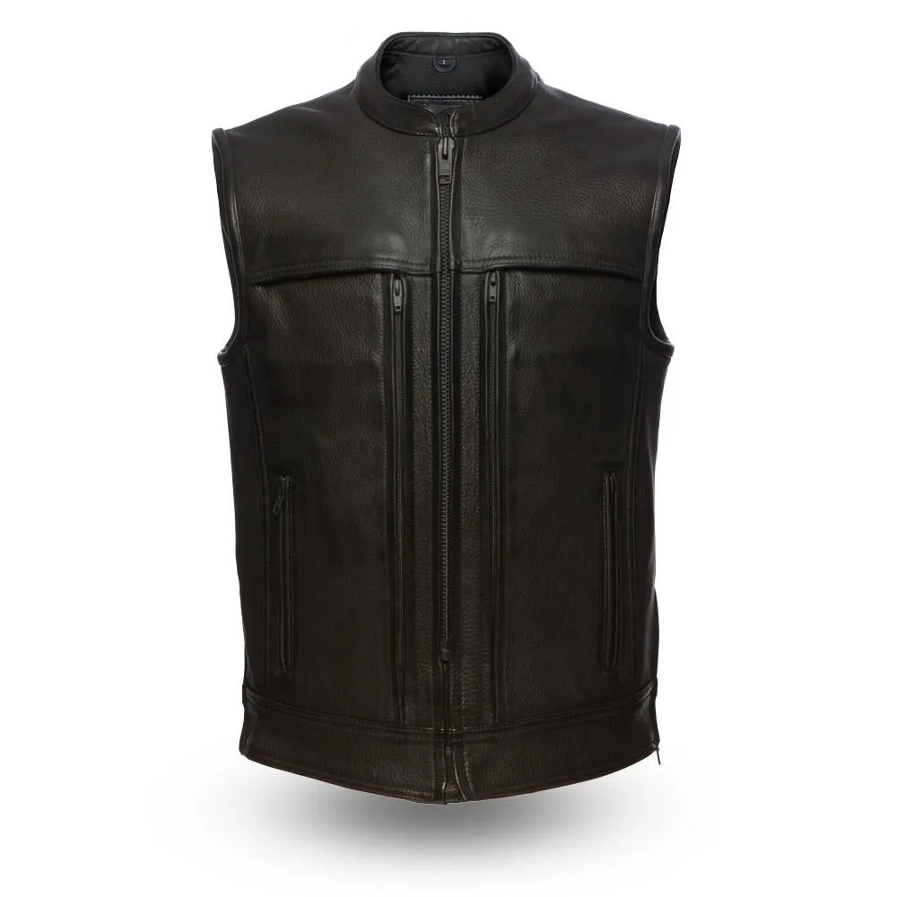 The Rampage Men's Banded Collar & Hip Relief Side Zippers Vest